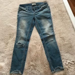 Free People Distressed Raw Hem Denim